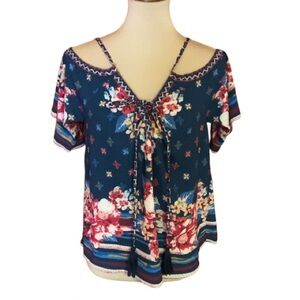 Flying tomato sexy floral cold shoulder top